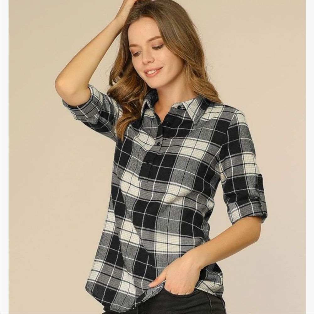 NWOT Miss Sparkling Shirt Long Sleeve Button Down Plaid Shirt